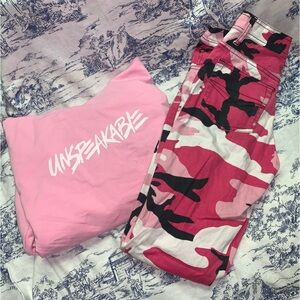 Unbreakable hoodie/ pink camo pants size 5/6 fits like 7/8